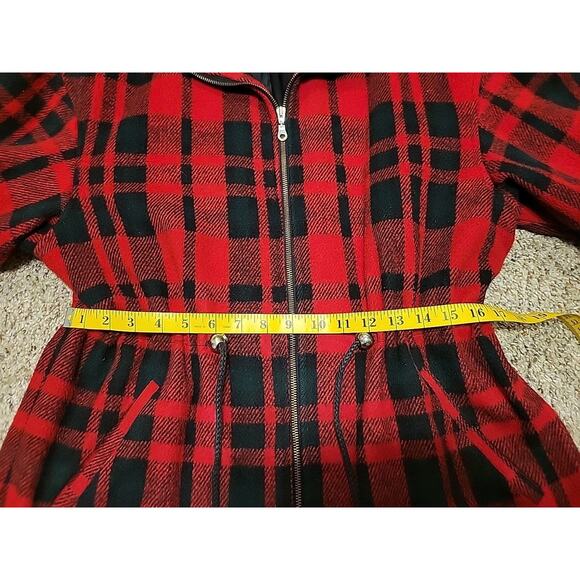 Vtg 80s/90s Ms New Yorker Buffalo Plaid Jacket Faux Fur Collar Shoulder Pad RARE - Picture 16 of 16